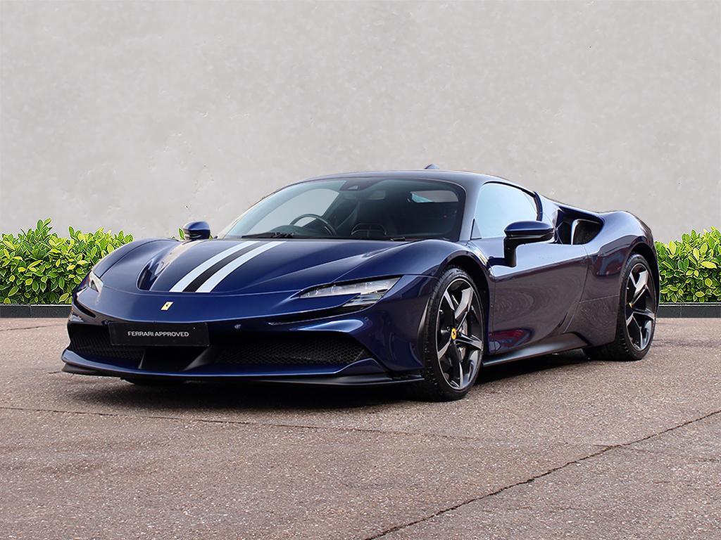 2021 Ferrari SF90 Stradale Blue Coupe Plug-in Hybrid Sports Car with 2 Seats 4.0T V8 F1 DCT AWD (Black Interior) - Malaysia Ferrari Car for Sale Promotion [DIRECT IMPORT